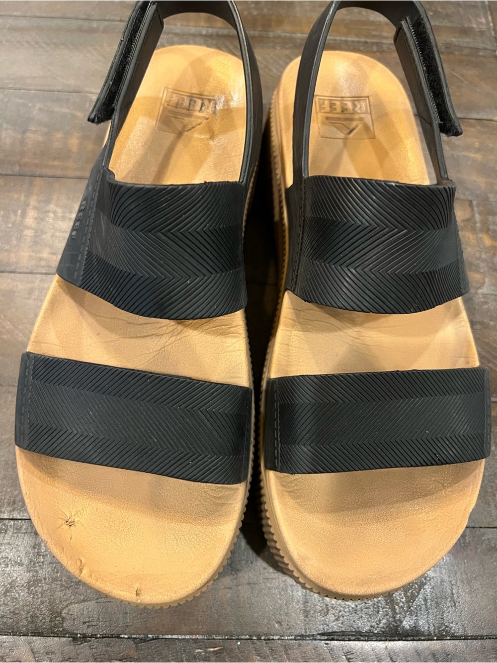 Reef Women's Black and Tan Platform Sandals